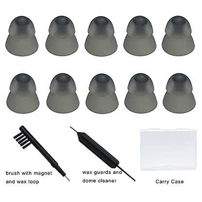 Smokey Hearing Aid Power Domes Close Domes Ear Tips for Resound Sure Fit Style RIC RITE and Open Fit BTE Hearing Amplifier with Cleaning Tools Brush Cleaner and Carry Case (Smokey, Small) - size: Small
