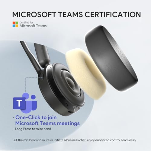 Yealink BH70 Teams Bluetooth Headset with Mic for Work, 35h Talk Battery | AI 3-Mic, 147g Lightest in its class, Teams Certified & Cisco Zoom Google 100+ Compatible, for Open Office/ WFH/ Call Center - color: Black (Teams), style: Dual (USB-C to A)