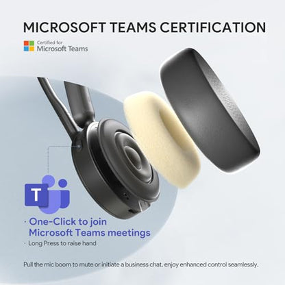 Yealink BH70 Teams Bluetooth Headset with Mic for Work, 35h Talk Battery | AI 3-Mic, 147g Lightest in its class, Teams Certified & Cisco Zoom Google 100+ Compatible, for Open Office/ WFH/ Call Center - color: Black (Teams), style: Dual (USB-C to A)
