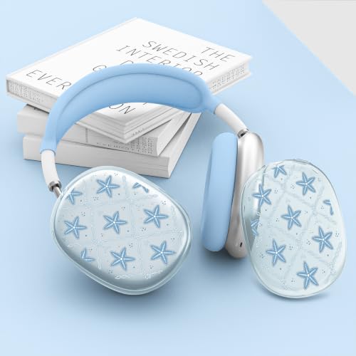 Joyland Silicone Case for AirPods Max Headphones,Blue Starfish Soft TPU Ear Cups Cover/Ear Pad Cover/Headband Protection for Apple AirPods Max USB-C/Lightning (2024/2020),Clear Blue - color: Blue-Blue Starfish