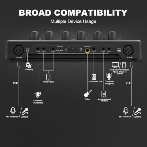 M100 Podcast Equipment Bundle for 2,Audio Mixer with 3.5mm Condenser Mics | Plug‑and‑Play,for PC and phone,OBS,Ideal for 2‑person Live Streaming,Gaming,Podcast Recording,Singing,Content Creation