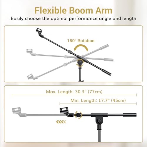 TONOR Microphone Stand with Tablet Holder, Tripod Boom Arm for Floor, Adjustable Height and Angle, Heavy Duty Stand with Carrying Bag, Smartphone and Pad Clamp, Excellent Compatibility, T35 - style: Mic Stand