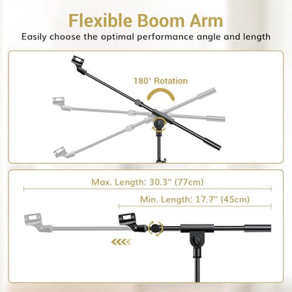 TONOR Microphone Stand with Tablet Holder, Tripod Boom Arm for Floor, Adjustable Height and Angle, Heavy Duty Stand with Carrying Bag, Smartphone and Pad Clamp, Excellent Compatibility, T35 - style: Mic Stand