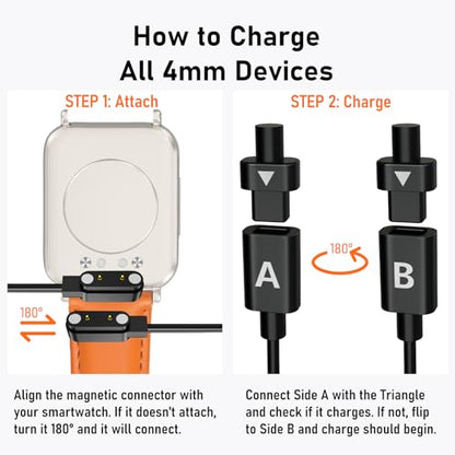 2-Pack AB400 Smart Watch Chargers, Universal for 4.0mm Pin-Pitch Devices. - size: 4.0mm