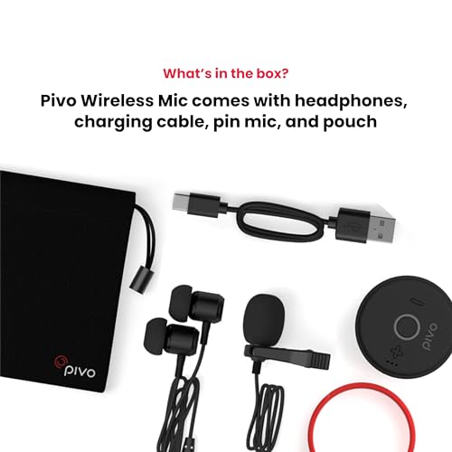 Pivo Wireless Mic Lavalier Lapel Clip-on Bluetooth Professional Ultra-Functional and Compact Microphone for iPhone and Android