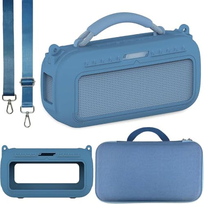 JCHPINE Silicone Cover and Carrying Case for Bose SoundLink Max Speaker | Protective Cases for SoundLink Max Speaker Accessories, Soft Silicone Cover and Hard Case with Shoulder Strap (Blue) - color: Blue Case