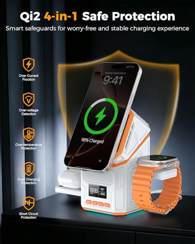3-in-1 15W Magnetic Wireless Charger with Fan & Clock for iPhone18Pro