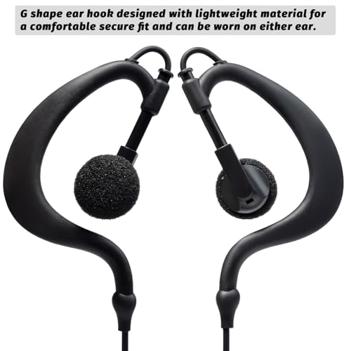 3 Pack Walkie Talkie G-Shape Earpiece with Mic for Motorola Talkabout Radio | Two-Way Radio Swivel Earhook Headset Ear Piece Headphone w/In-line Microphone PTT for T470 T600 T800 T465 T475 T460 T400 T200