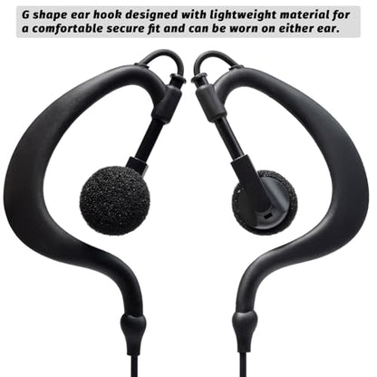 3 Pack Walkie Talkie G-Shape Earpiece with Mic for Motorola Talkabout Radio | Two-Way Radio Swivel Earhook Headset Ear Piece Headphone w/In-line Microphone PTT for T470 T600 T800 T465 T475 T460 T400 T200