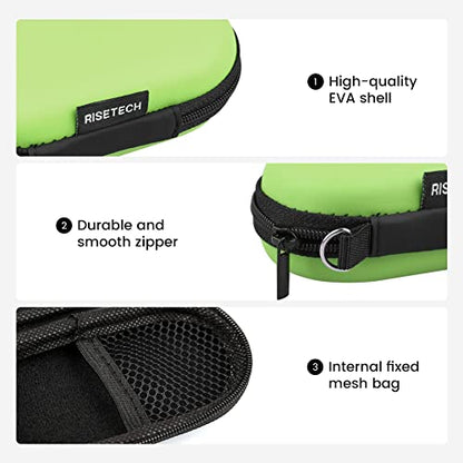 Earbud Case, RISETECH Earphone Carrying Case Holder EVA Headphone Storage Bag Small Cover Zipper Pouch Compatible for EarPods, AirPods, Beats Flex, Bose Wired Earbuds, USB Cable, with Keychain-Green - color: Green