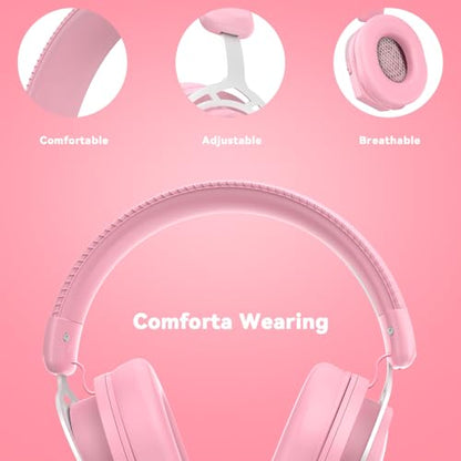 IMYB A88 Pink Gaming Headset with Mic for Ps5, Ps4, Pc Xbox One Series X/s | Stereo Wired Noise Cancelling Headphones with Microphone for Switch Computer, Laptop, Mac, Nintendo, Games (Pink)) - color: Pink