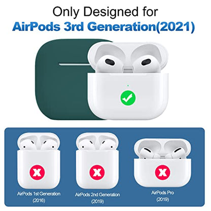 Compatible with AirPods 3 Case, Protective Silicone Cover for AirPods 3rd Generation Case 2021, Wireless Charging - Midnight Green - color: C-Midnight Green