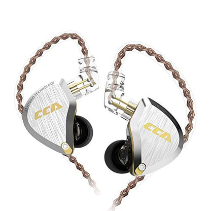 CCA C12 5BA+1DD Hybrid in-Ear Earphones, Amber Gold | HiFi Musician Monitor IEM, Detachable 2-Pin Cable, Noise-Isolating Earbuds, Zinc Alloy, Gaming Headset, 7-40000Hz - color: Amber Gold, size: Without MIC