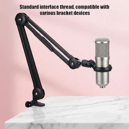 Condenser Microphone Holder for Stand, Condenser Mic Holder, 270 Degree Rotation, M16 Female Thread with 3/8 Conversion Nut, Compatible with 0.9 Inch Portable Stands