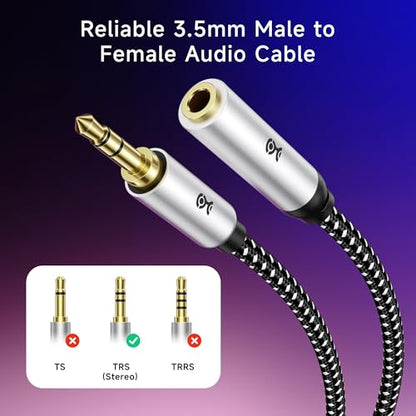 Cable Matters 2-Pack Headphone Extension Cable, 3.5mm Aux Extender, 10ft - size: 10 ft
