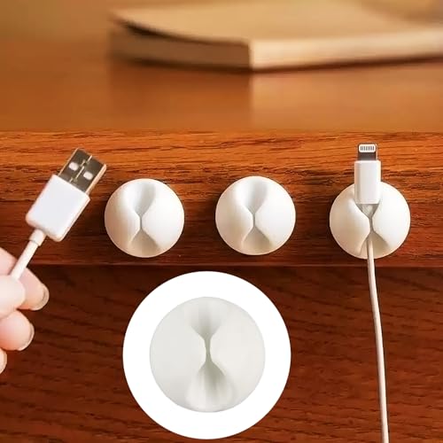 3PCS Cable Clips for Desk Wire Management Adhesive Cord Holders USB Charging Cables Office Home Nightstand Organization Use - color: 3pcs-white