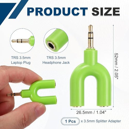 MECCANIXITY Headphone Splitter Adapter, 3.5mm Male to Dual Female Y Jack Aux Splitter for Phone Headset PS4 Switch Tablets, Green - color: Green