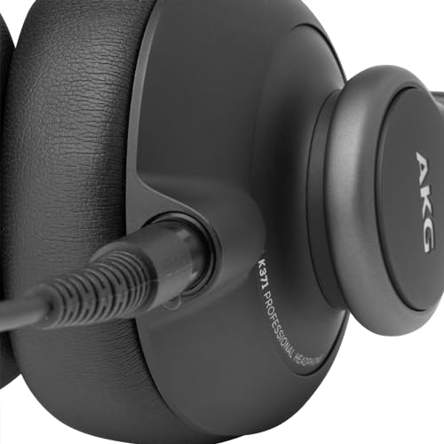 AKG Pro Audio K371 Wired Over-Ear, Closed-Back, Foldable Professional Recording Studio Headphones, Studio Monitor Mixing, Podcast, DJ Stereo Headsets, Black - style: K371