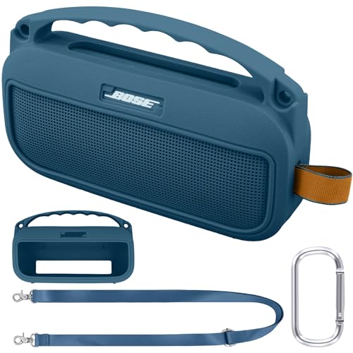 co2CREA Soft Silicone Case for Bose SoundLink Flex 2nd Gen, Twilight Blue | Skin-Friendly Handle, Adjustable Shoulder Strap, Crossbody Carrying, Aluminum Carabiner, Lightweight - color: Twilight Blue Case