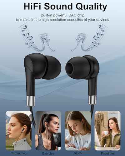 Samsung Earbuds Wired 3.5mm Jack Headphones with Microphone, Aux Cord Ear Buds for Galaxy S10 S9 S8 A14 A15 A32 A52 A12 A07 4G iPhone SE 6 in-Ear Earphones Earpods Audifonos for Laptop Gaming Switch