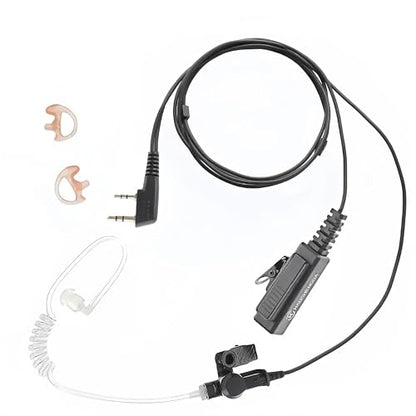 Radio Earpiece with Mic Compatible for Kenwood Baofeng SAMCOM BTECH Retevis Walkie Talkie and RT21 RT22 BF-F8HP UV-82HP UV-5R UV82 UV82C UV5X3 TK NX, Acoustic Tube Headset, 2 Pin Style