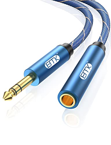 EMK 1/4 inch Extension Cable, 6.35mm 1/4" inch Male to Female Stereo Headphone Guitar Extension Cable Cord, Gold Plated Quarter inch Headphone Extension Cable (1FT/0.3M)