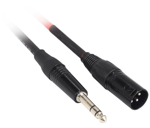 Rockville RCXMB1.5R 1.5ft Male REAN XLR to 1/4in TRS Cable, 100% Copper Conductors, Red PVC Jacket, Noise-Free Audio, Durable Build, for Studio Recording and Live Sound | Patch Cable, Balanced Audio, Nickel Plated, 24 AWG OFC, 90% Spiral Shield, EMI/RFI R