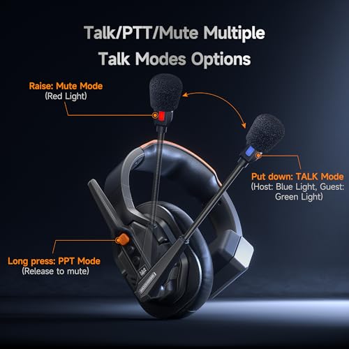 COMICA Seekcom S1 Wireless Intercom Headset System for 2-User Team Intercom | Full-Duplex, 1640ft Range, Noise Reduction, App Control, One-Key Broadcasting & Talk Mode for Events Filming Wedding Coaching - size: 2-Set