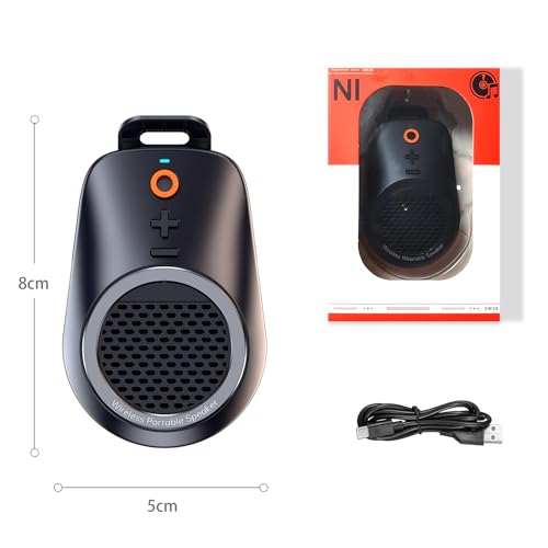 Wodgreat Wearable Clip On Bluetooth 5.4 Speaker IPX5 Waterproof | Clean Sound, Built-in Mic, Hands-Free Music/Calls for Work/Cycling/Home/Party/Outdoor(Black)