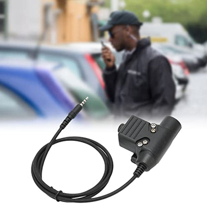 ASHATA U94 PTT Adapter Headset Cable Plug PTT Walkie Talkie Connector with 3.5mm Mobile Phone Audio Jack for Mobile Phone, U94 PTT Headset System Adapter