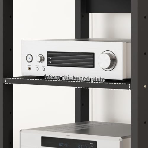 5 Tier Audio Rack AV Media Player Stand Stereo Cabinet | Floor-Standing CD DVD Record Player Stand, Movable Component Storage Shelf with Wheels for Home Theater, Black - size: 5 Tier