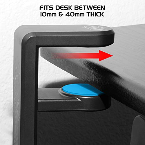 ENHANCE PC Gaming Headphone Holder - Desk Headphone Hanger Esports Headset Holder with Adjustable 360 Rotation, Under Desk Hook Clamp, Universal Fit - Built in Cable Clip Organizer - Black - color: Black