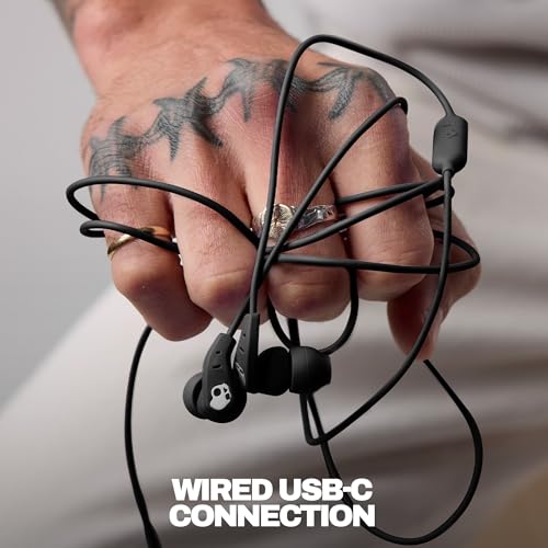 Skullcandy Set USB-C Wired Earbuds with Noise Isolating Fit - True Black | USB-C Wired Connection, In-Line Microphone Call and Track Control for iPhone Android, Ear Gel Sizes Included for Custom Fit - size: USB-C