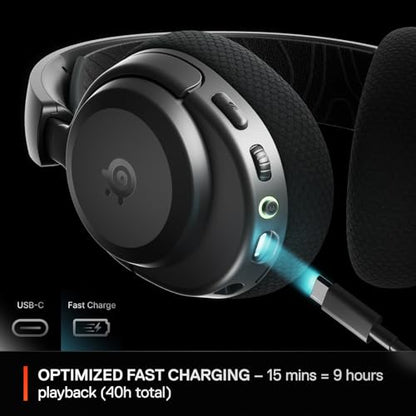 SteelSeries Arctis Nova 3P Wireless Multi-Platform Gaming Headset — Mobile App Control — 40 HR Battery — Neodymium Magnetic Drivers — 2.4GHz/Bluetooth — PS5, PS4, PC, Switch, Mobile — Black - color: Black, style: PlayStation|Switch|PC
