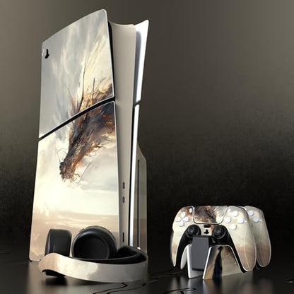 PlayVital Full Set Skin Sticker for ps5 Slim Console Disc Edition (The New Smaller Design), Vinyl Skin Decal Cover for ps5 Controller & Headset & Charging Station - Cloudwalker's Encounter - color: Cloudwalker's Encounter