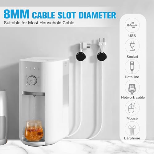 6PC Cord Organizer Holder for Desk, New 360° Rotatable Spring Cable Clips | Strong Adhesive Cable Management Office Desk Accessories, Adjustable Wire Charger Holder for Nightstand, Home, Kitchen, Rv