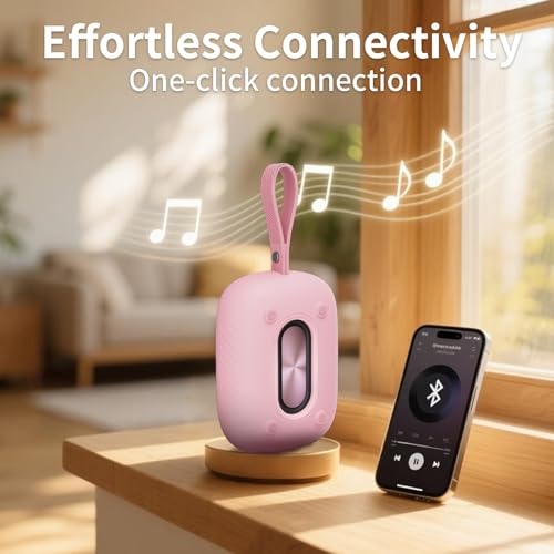 Waterproof Shower Bluetooth Speaker, Durable & Portable with Clear Sound, Ideal for Shower, Pool, Beach & Kayaking, BT 5.3 –Pink - color: Pink