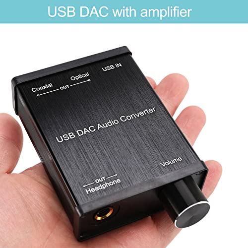 USB to Coaxial S/PDIF Optical 3.5mm/6.3mm Headphone Converter USB DAC Digital to Analog Audio Converter for XP, black