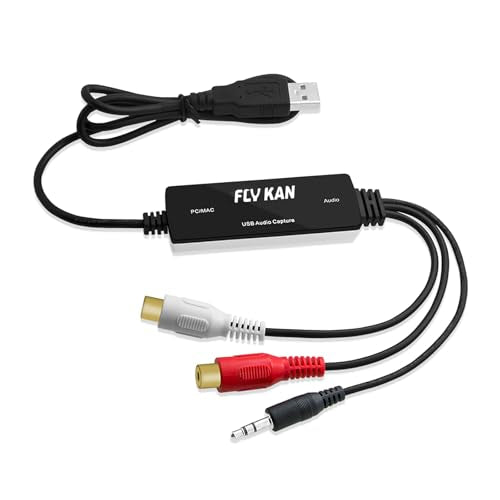 USB 2.0 Audio Capture Card for Windows 10/8.1/8/7 and Mac OS 10.14-Audio Grabber for Vinyl Cassette Tapes to mp3 Converter