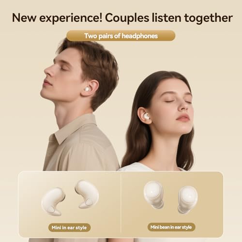 Flat Sleep Earbuds for Side Sleepers, Invisible Mini Earbuds for Small Ear Canals, Bluetooth 5.4, 66H Battery, Noise Blocking, Waterproof, LED Display for Sleep, Work & Travel-Plum