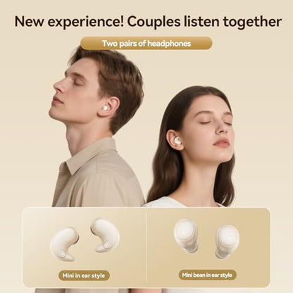 Flat Sleep Earbuds for Side Sleepers, Invisible Mini Earbuds for Small Ear Canals, Bluetooth 5.4, 66H Battery, Noise Blocking, Waterproof, LED Display for Sleep, Work & Travel（Black Gunmetal）