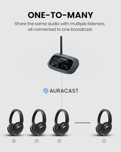 Avantree Aria Aura – Auracast & Bluetooth Headphones for TV & Public | 4 EQ with Clear Voice for Seniors, 35H Battery, Over-Ear Comfort, Ideal for Home, Churches & Museums - style: without Charging Stand