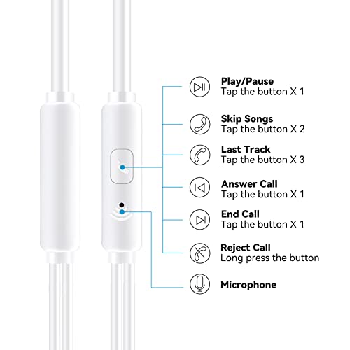 Wired Earbuds Headphones for School with Microphone Noise Isolating Stereo Bass in-Ear Earphones – for Smartphones, Tablets, Schools, Ipads, Multiuse - 3.5mm Plug in Audio Jack - White - color: White