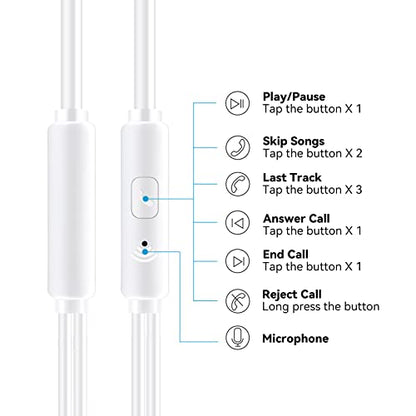 Wired Earbuds Headphones for School with Microphone Noise Isolating Stereo Bass in-Ear Earphones – for Smartphones, Tablets, Schools, Ipads, Multiuse - 3.5mm Plug in Audio Jack - White - color: White