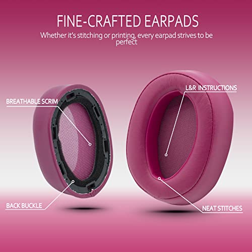 Krone Kalpasmos Replacement Earpads for Sony WH-H900N h.Ear on 2&Sony MDR-100ABN Headphones,Sony Headphone Cushions Compatible with Sony 900N,Sony WH H900N earpads with Soft Foam Leather(Bordeaux Red) - color: Bordeaux Red