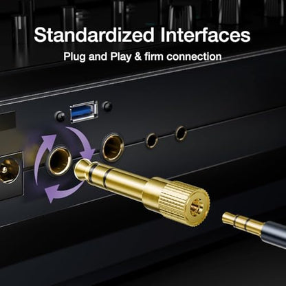 2 PCS, 6.35mm (1/4 inch) Male to 3.5mm (1/8 inch) Female Stereo Audio Jack Adapter TRS 1/4 to 3.5mm,Quarter inch to Headphone for Aux Cable, Guitar,Piano, Amplifier, Headphone, Mic, Mixing Console - size: 6.35mm Male to 3.5mm Female