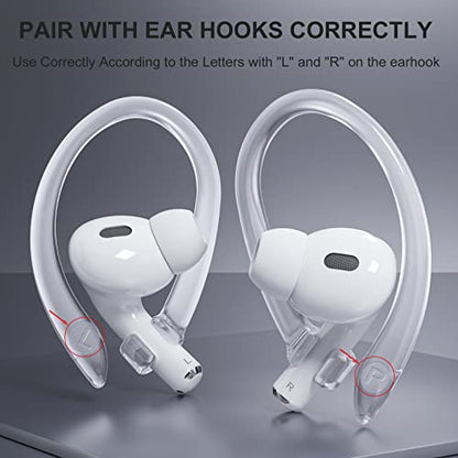 2 Pairs Ear Hooks for AirPods Pro 2 1 AirPod 4-1, Transparent | Upgraded Anti Slip Sports Clip Hooks, AirPods Pro 2, Pro, AirPods 4, 3, 2 & 1, Friendly to Glasses Wearers - color: Transparent