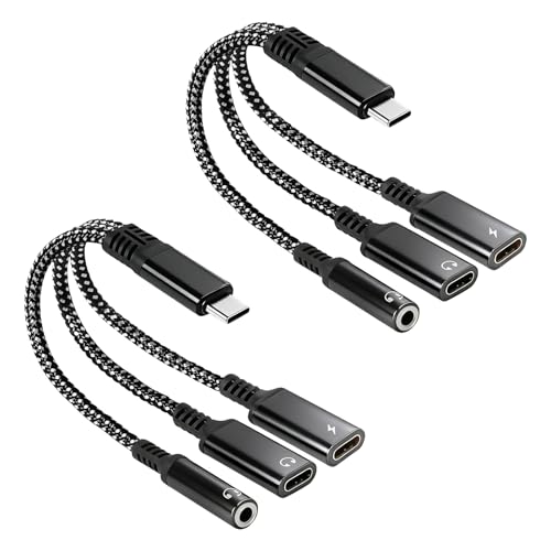 2 Pcs 3 In 1 USB C Aux Splitter Adapter, Type C To 3.5mm Charging Converter | Simultaneous Audio Playback And Fast Charging, Compatible With IPhone, Samsung, Huawei Mate, Stable Sound Transmission