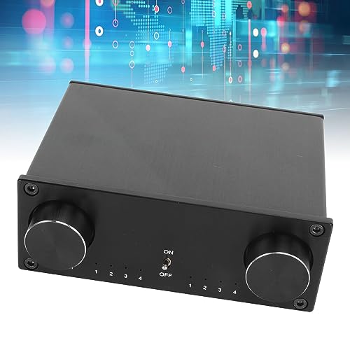 4 Ways RCA Switch Stereo Sound Switcher, 4 in 4 Out Dual Channel HiFi Sound Switcher Lossless Sound Signal Source Switcher (US Plug)