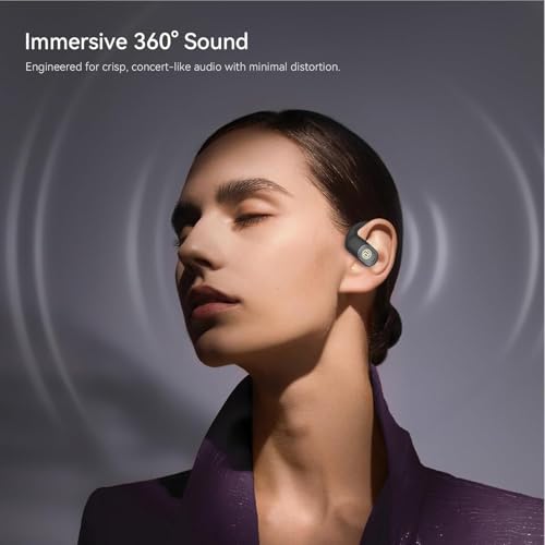 BUGANI Open Ear Headphones Open Ear Earbuds | Running Earbuds Wireless 40H Playtime, Headphones Bluetooth Wireless 5.4, IPX5 Waterproof Running, Sport - color: Dark Black